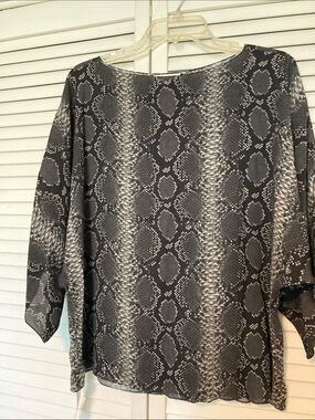 Michael Kors Collection Black and Gray Snake-Print Tunic